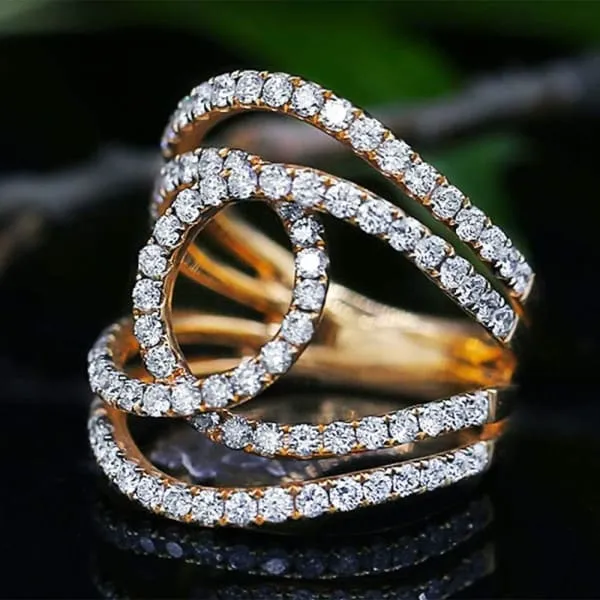 Diamond Source NYC Rings Natural Round Brilliant Diamond Cocktail Ring Set in 18K Rose Gold 175ct tw