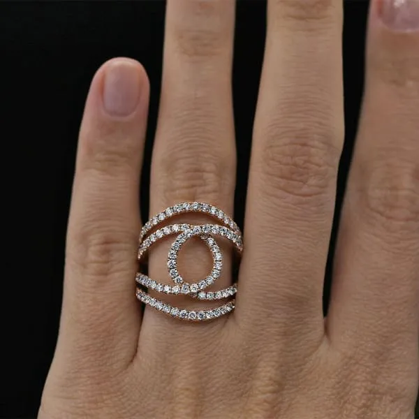 Diamond Source NYC Rings Natural Round Brilliant Diamond Cocktail Ring Set in 18K Rose Gold 175ct tw