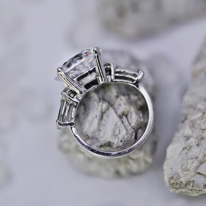 Diamond Source NYC Rings Stunning Platinum Labgrown Engagement Ring Round cut Threestone 500ct central diamond SETT4561500