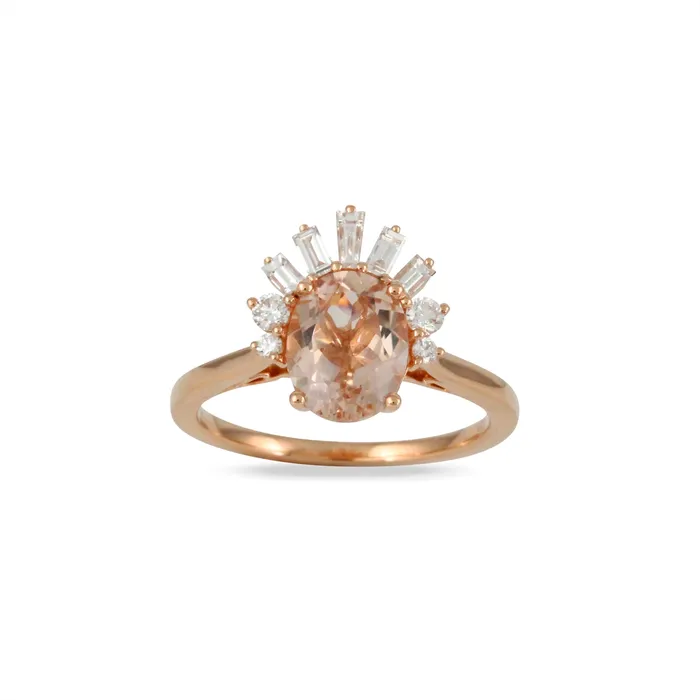 Doves 18K Rose Gold Morganite and Diamond Ring Doves Rings