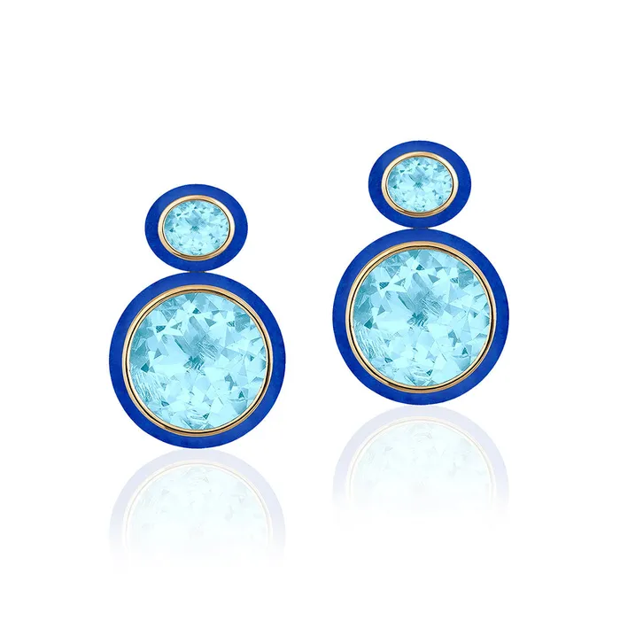 Earrings Goshwara Goshwara Blue Topaz Lapis Lazuli Inlay 18K Gold Drop Earrings