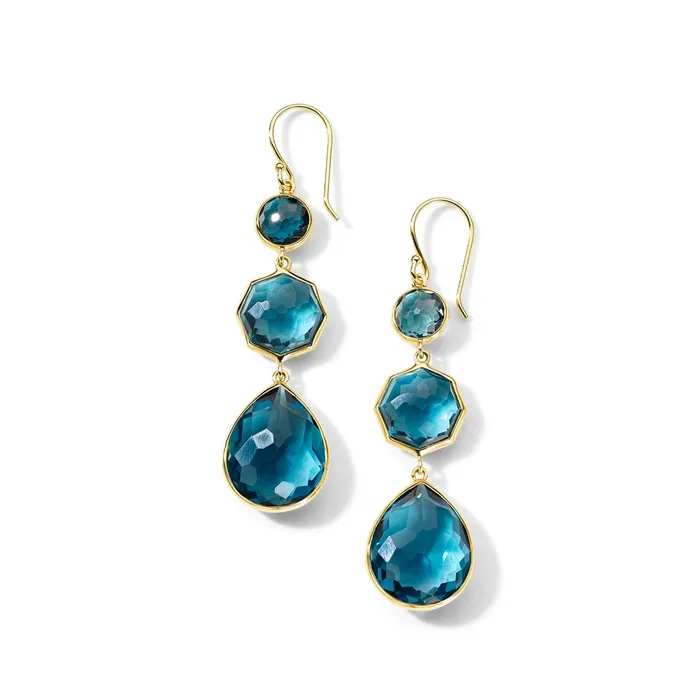 Earrings Ippolita Ippolita 18K Yellow Gold Rock Candy Earrings with London Blue Topaz Earrings Ippolita Ippolita 18K Yellow Gold Rock Candy Earrings with London Blue Topaz