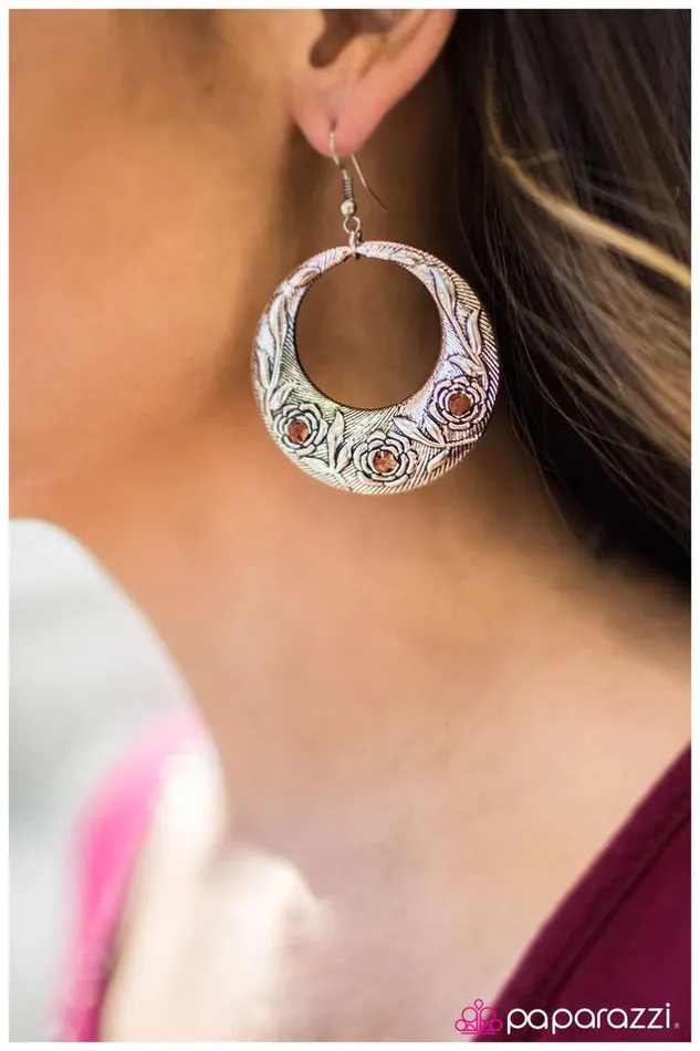 Earrings Paparazzi Earring Blooming Borders Brown Paparazzi Jewelry