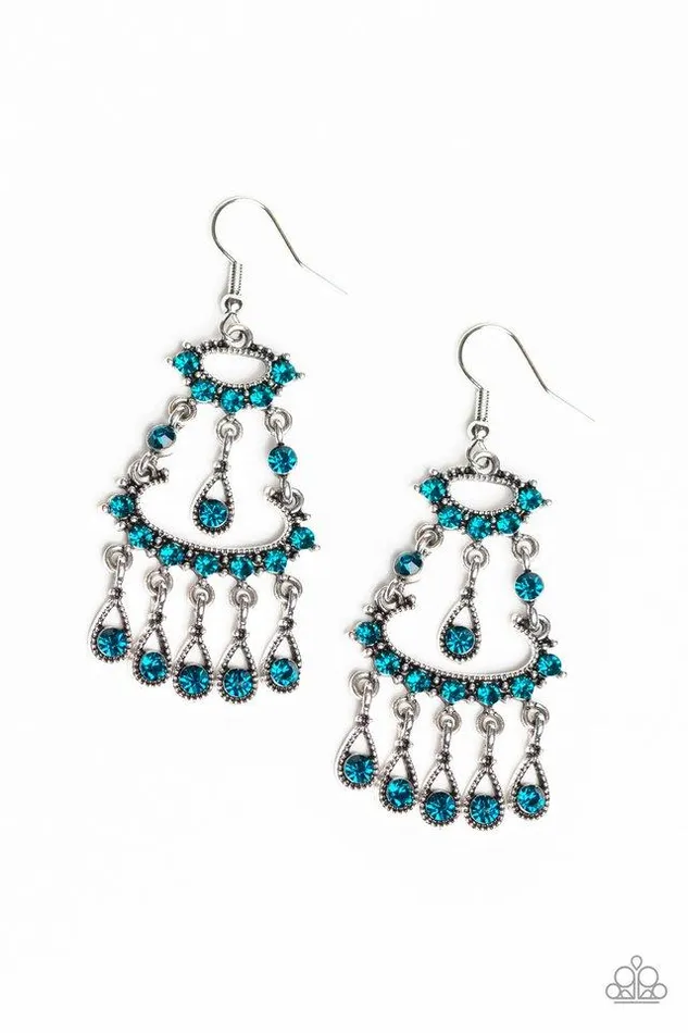Earrings Paparazzi Earring Chandelier Shimmer Blue Paparazzi Jewelry