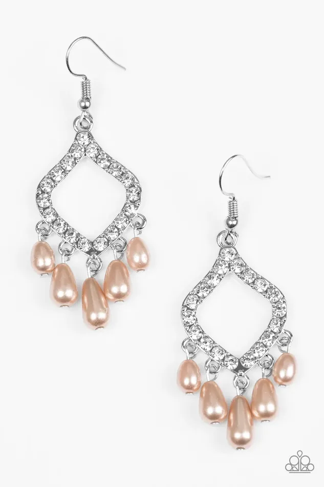 Earrings Paparazzi Earring Divinely Diamond Brown Paparazzi Jewelry