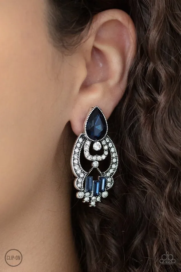 Earrings Paparazzi Earring Glamour Gauntlet Blue Paparazzi Jewelry