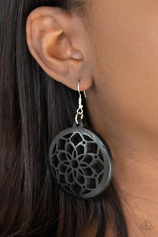 Earrings Paparazzi Earring Mandala Meadow Black Paparazzi Jewelry