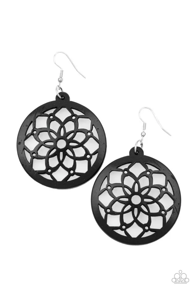 Earrings Paparazzi Earring Mandala Meadow Black Paparazzi Jewelry