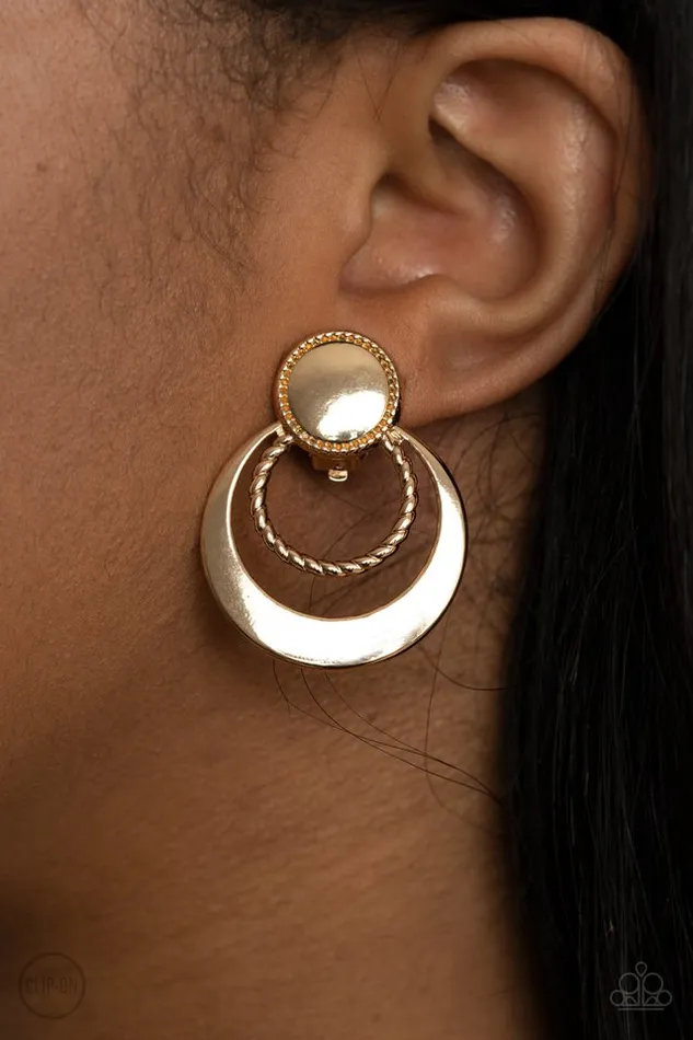 Earrings Paparazzi Earring Refined Ruffles Gold Paparazzi Jewelry