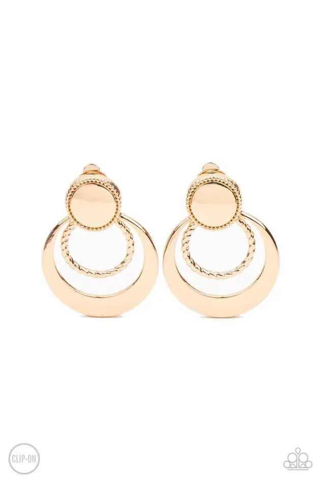Earrings Paparazzi Earring Refined Ruffles Gold Paparazzi Jewelry