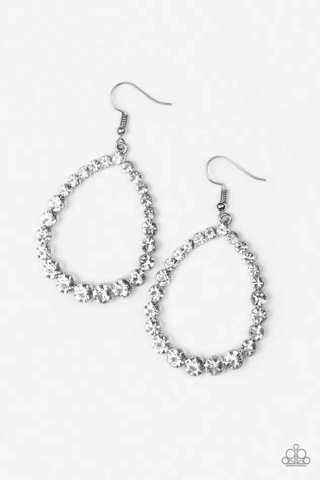 Earrings Paparazzi Earring Rise and Sparkle White Paparazzi Jewelry