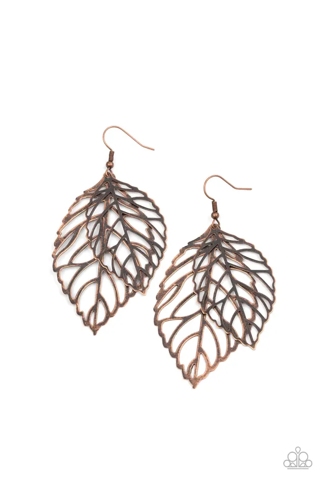 Earrings Paparazzi Earring Take It or LEAF It Copper Paparazzi Jewelry