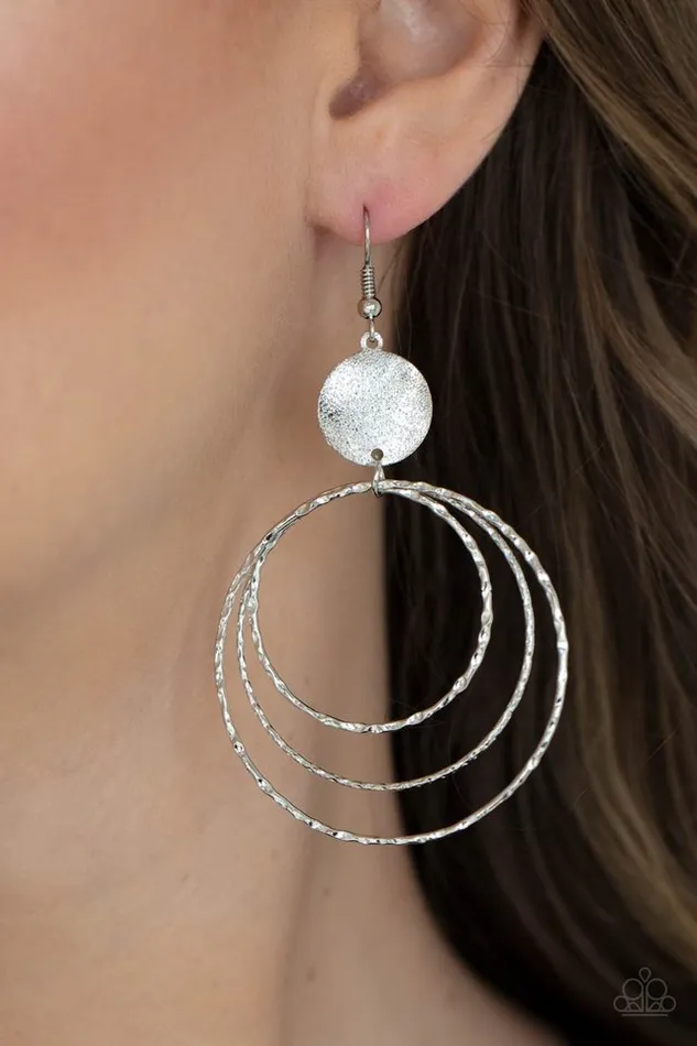 Earrings Paparazzi Earring Universal Rehearsal Silver Paparazzi Jewelry