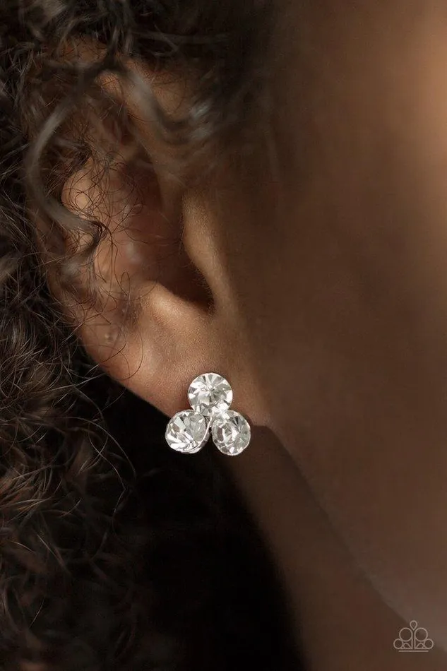 Earrings Paparazzi Earrings Everthing Must GLOW White Paparazzi Jewelry