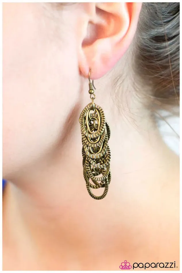 Earrings Paparazzi Jewelry Paparazzi Earring Come to a Close Brass