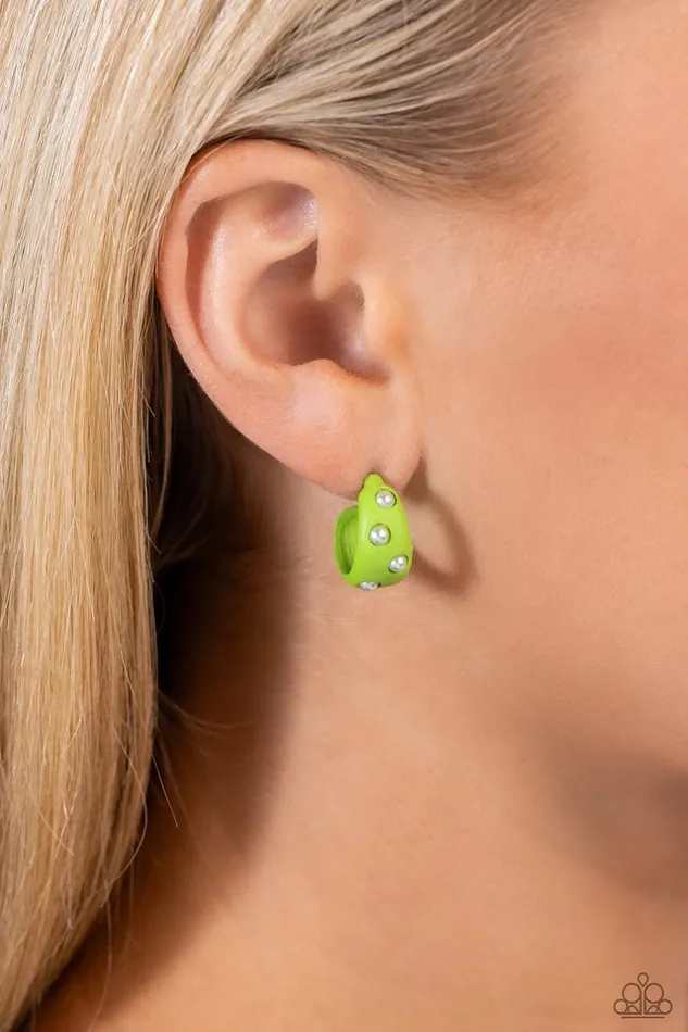 Earrings Paparazzi Jewelry Paparazzi Earring Cover PEARL Green