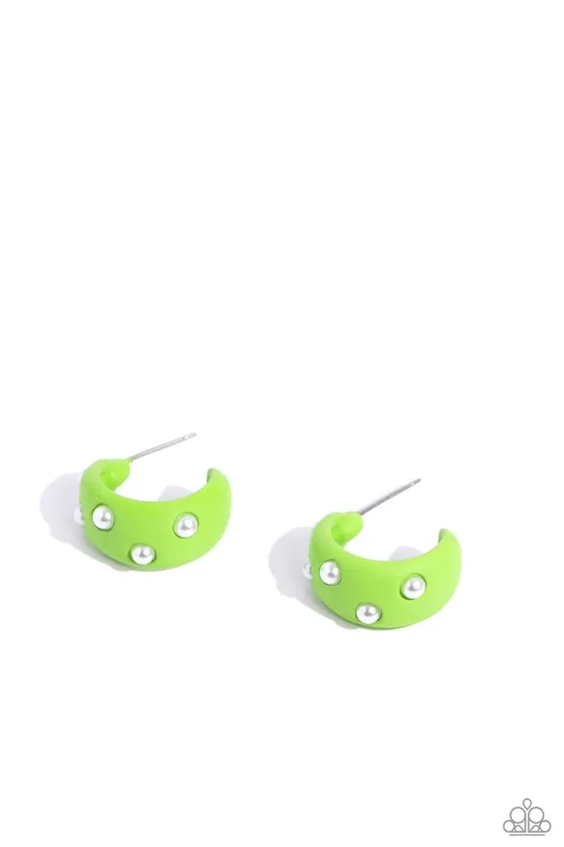 Earrings Paparazzi Jewelry Paparazzi Earring Cover PEARL Green