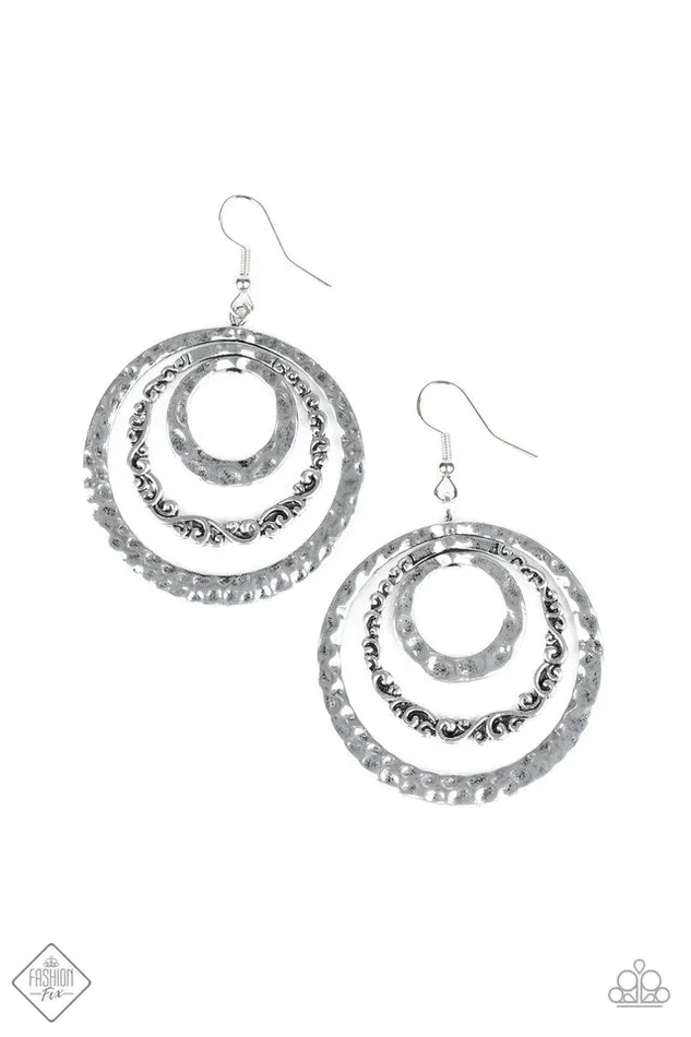 Earrings Paparazzi Jewelry Paparazzi Earring Out Of Control Shimmer Silver