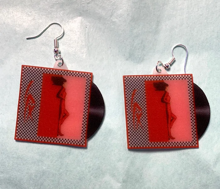 Earrings Sam Makes Things LPX Bolt in the Blue Vinyl Album Handmade Earrings