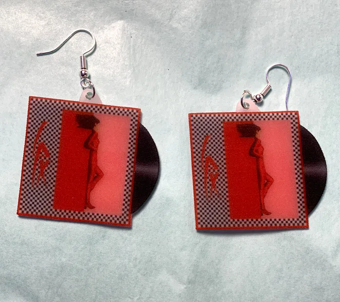 Earrings Sam Makes Things LPX Bolt in the Blue Vinyl Album Handmade Earrings