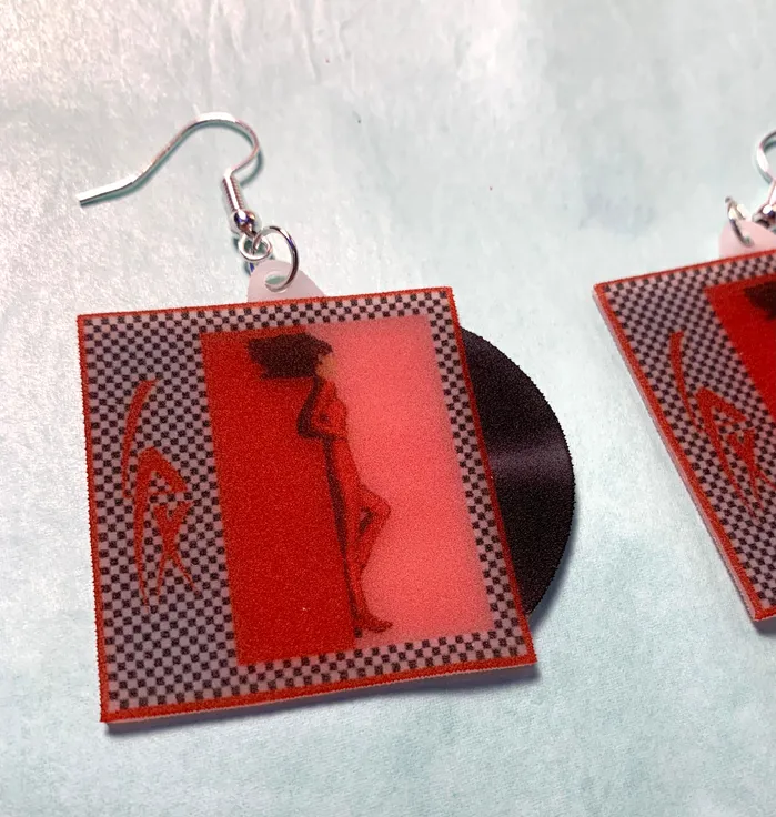 Earrings Sam Makes Things LPX Bolt in the Blue Vinyl Album Handmade Earrings