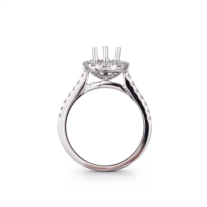 Engagement Collections 14K White Gold Semi Mount Diamond Ring with Pear Halo Rings Engagement Collections 14K White Gold Semi Mount Diamond Ring with Pear Halo Rings