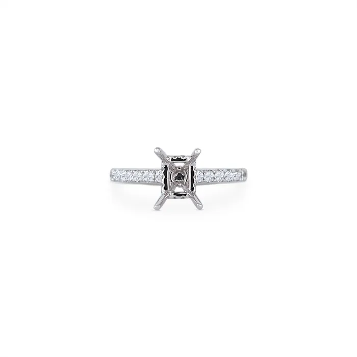 Engagement Collections 18K White Gold Semi Mount Diamond Ring with Hidden Rectangle Halo Rings Engagement Collections 18K White Gold Semi Mount Diamond Ring with Hidden Rectangle Halo Rings