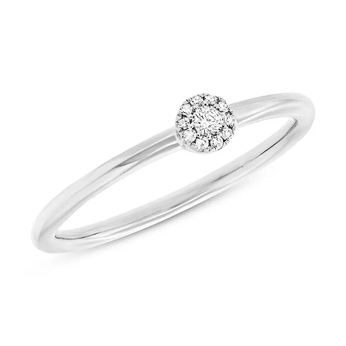 Engagement Collections Rings 14K White Gold Round Diamond Ring wHalo