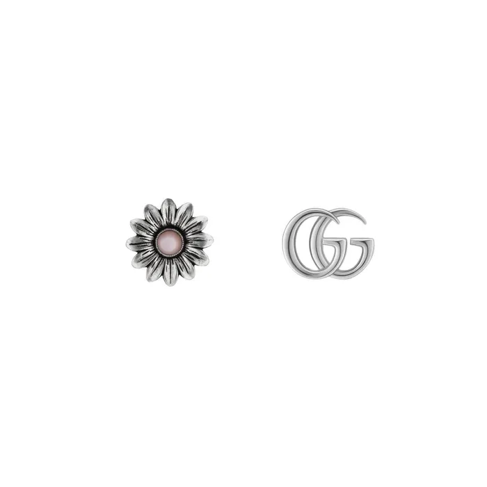 Gucci Earrings Gucci Sterling Silver GG Marmont Flower and GG Butterfly Stud Earrings with Pink MOP Gucci Earrings Gucci Sterling Silver GG Marmont Flower and GG Butterfly Stud Earrings with Pink MOP
