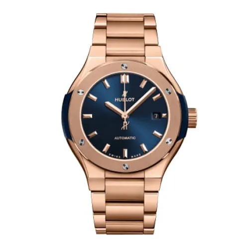 Hublot Hublot Classic Fusion Blue King Gold Bracelet 33mm Watch Ref 585OX7180OX Blue Dial 18K Rose Gold Bracelet Bracelets Hublot Hublot Classic Fusion Blue King Gold Bracelet 33mm Watch Ref 585OX7180OX Blue Dial 18K Rose Gold Bracelet Bracelets