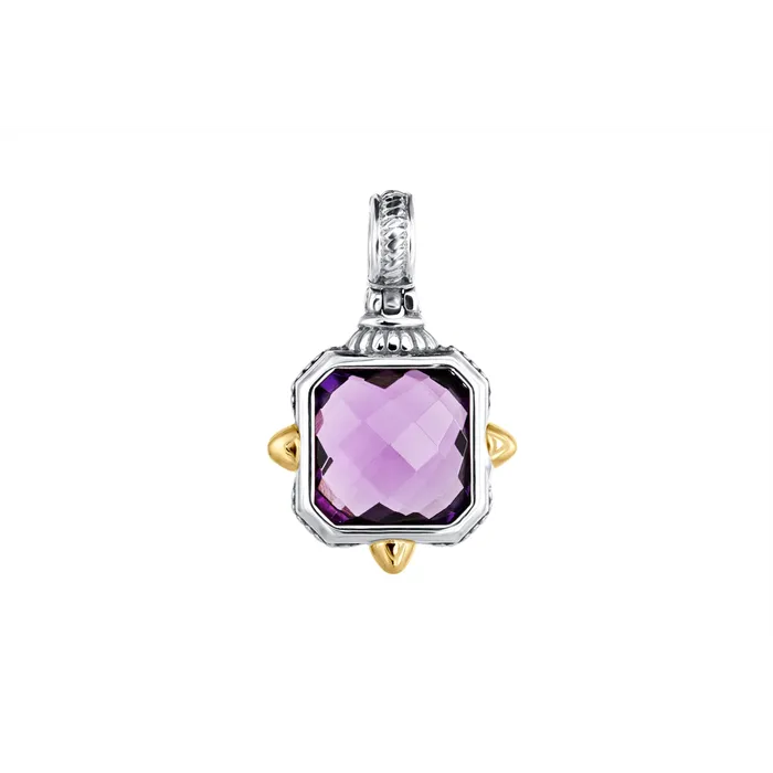 Konstantino PreStyled Sets Konstantino Anthos Silver and 18K Gold Cushion Amethyst Quartz Pendant