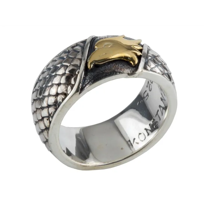 Konstantino Rings Konstantino Mens Heonos Silver and 18K Gold Hawk Ring