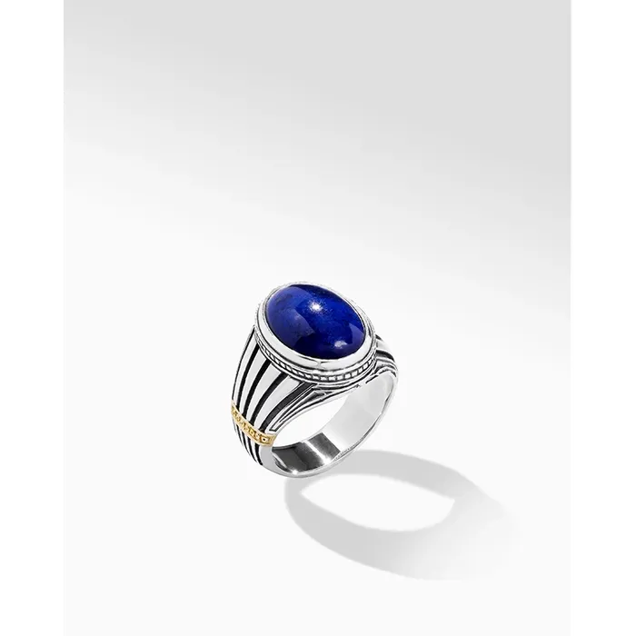 Konstantino Rings Konstantino Mens Silver and 18K Gold Lapis Ring