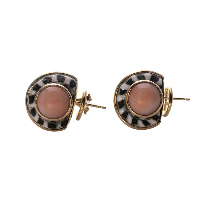 Mazza Coral Hebrew Cone Shell 14K Gold Earrings Mazza Earrings