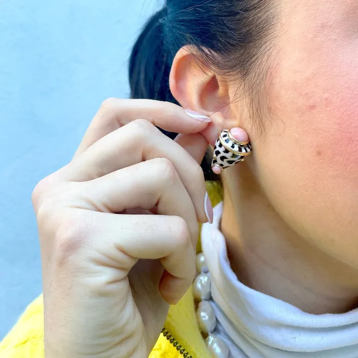 Mazza Coral Hebrew Cone Shell 14K Gold Earrings Mazza Earrings