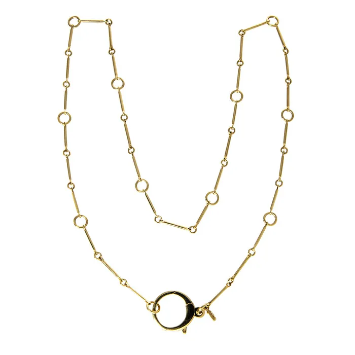 Mazza Necklaces Mazza 14K Yellow Gold Charm Holder Clasp Bar Chain Necklace Mazza Necklaces Mazza 14K Yellow Gold Charm Holder Clasp Bar Chain Necklace