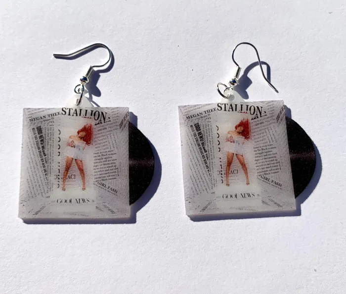 Megan Thee Stallion Good News Vinyl Album Handmade Earrings Sam Makes Things Earrings Megan Thee Stallion Good News Vinyl Album Handmade Earrings Sam Makes Things Earrings