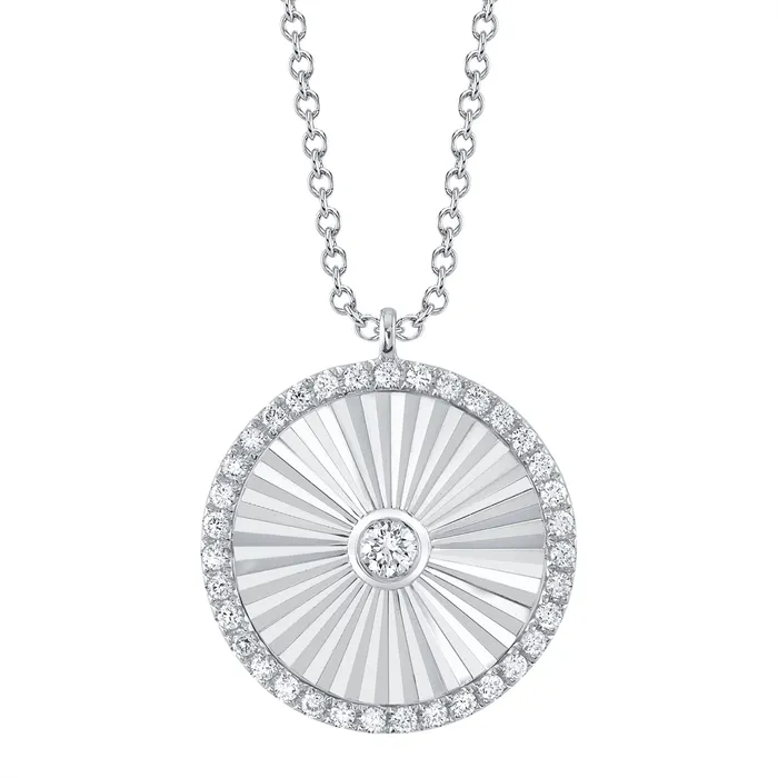 Meierotto Jewelers 14K White Gold Circle Diamond Ray Pendant Necklace Necklaces Meierotto Jewelers 14K White Gold Circle Diamond Ray Pendant Necklace Necklaces