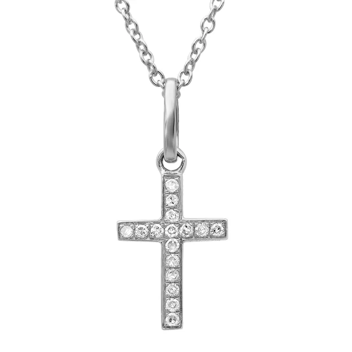 Meierotto Jewelers 14K White Gold Diamond Cross Necklace 1518 inch Necklaces