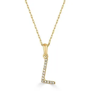 Meierotto Jewelers Necklaces 14K Yellow Gold Diamond L Initial Pendant Necklace