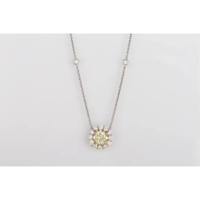 Meierotto Jewelers Necklaces 18K White and Yellow Gold Yellow and White Diamond Necklace 16 inch