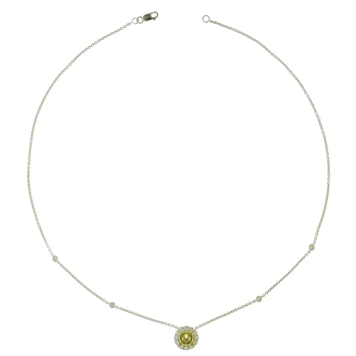 Meierotto Jewelers Necklaces 18K White and Yellow Gold Yellow and White Diamond Necklace 16 inch