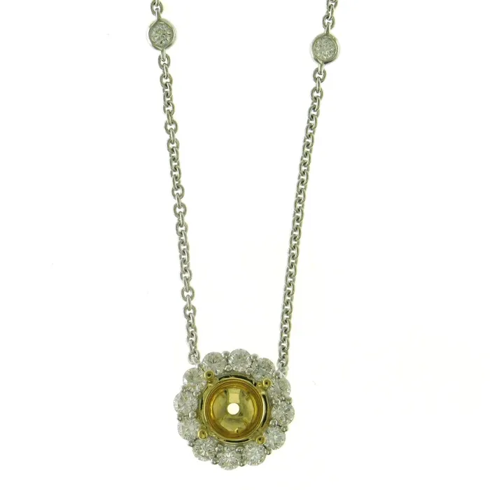 Meierotto Jewelers Necklaces 18K White and Yellow Gold Yellow and White Diamond Necklace 16 inch