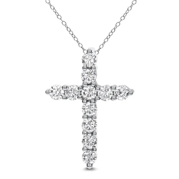 Meierotto Jewelers PreStyled Sets 18K White Gold Diamond Cross Pendant