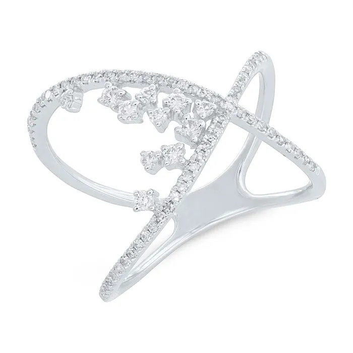 Meierotto Jewelers Rings 14K White Gold Fancy Crossover Ring with Diamonds Meierotto Jewelers Rings 14K White Gold Fancy Crossover Ring with Diamonds