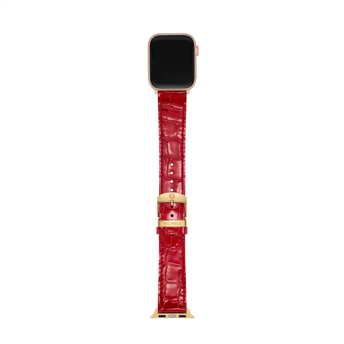 Michele Bracelets Michele Apple Bracelet in Ruby Red Croc Calf