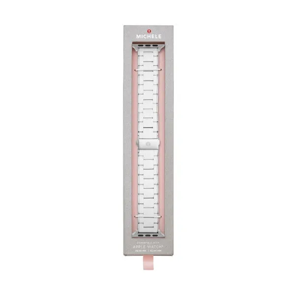 Michele Michele 3840mm and 42mm White and Stainless SiliconeWrapped Bracelet For Apple Watch Bracelet Only Bracelets Michele Michele 3840mm and 42mm White and Stainless SiliconeWrapped Bracelet For Apple Watch Bracelet Only Bracelets