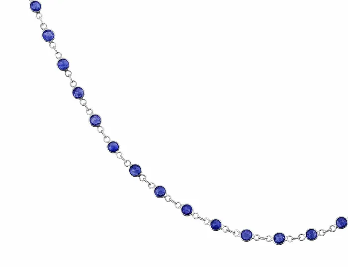 Necklaces 18k White Gold 7ct Sapphire Chain Necklace CJ Charles Jewelers