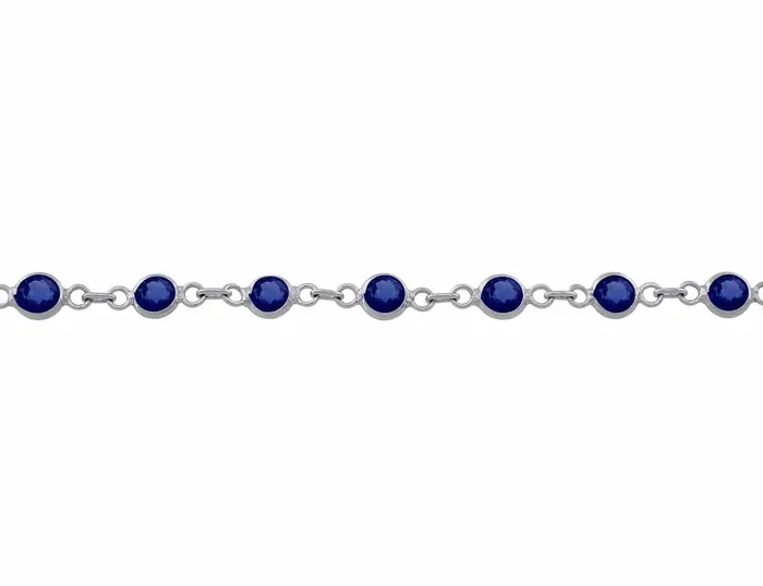 Necklaces 18k White Gold 7ct Sapphire Chain Necklace CJ Charles Jewelers