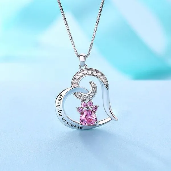 Necklaces Belbren Paw Print Birthstone Memorial Necklace Gift for Pet Lover Paw Print Necklace Personalized Pet Necklace